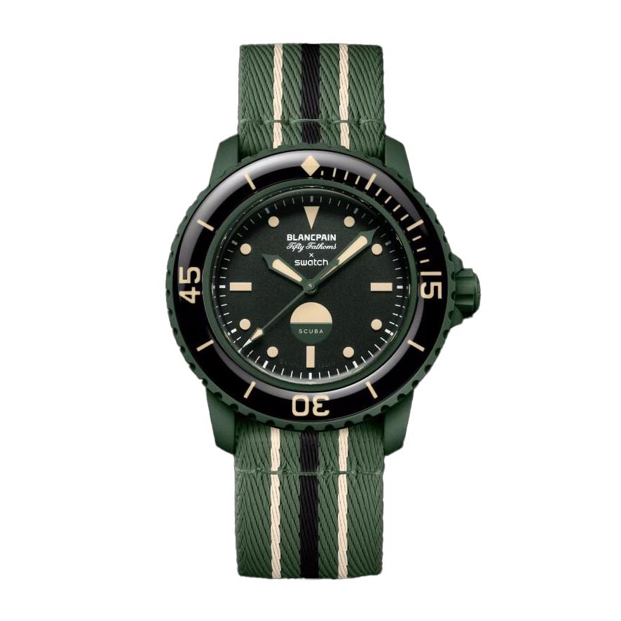 ساعت-مچی-سواچ-بلان-پین-مدل-green-abyss-so35g100